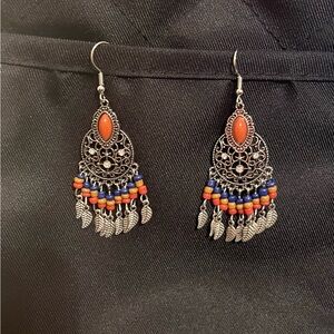 Bohemian Silver and Multicolor Beaded Earrings